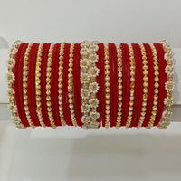 Pooja Bangles Gold Plated Pearl & Thread Bangles