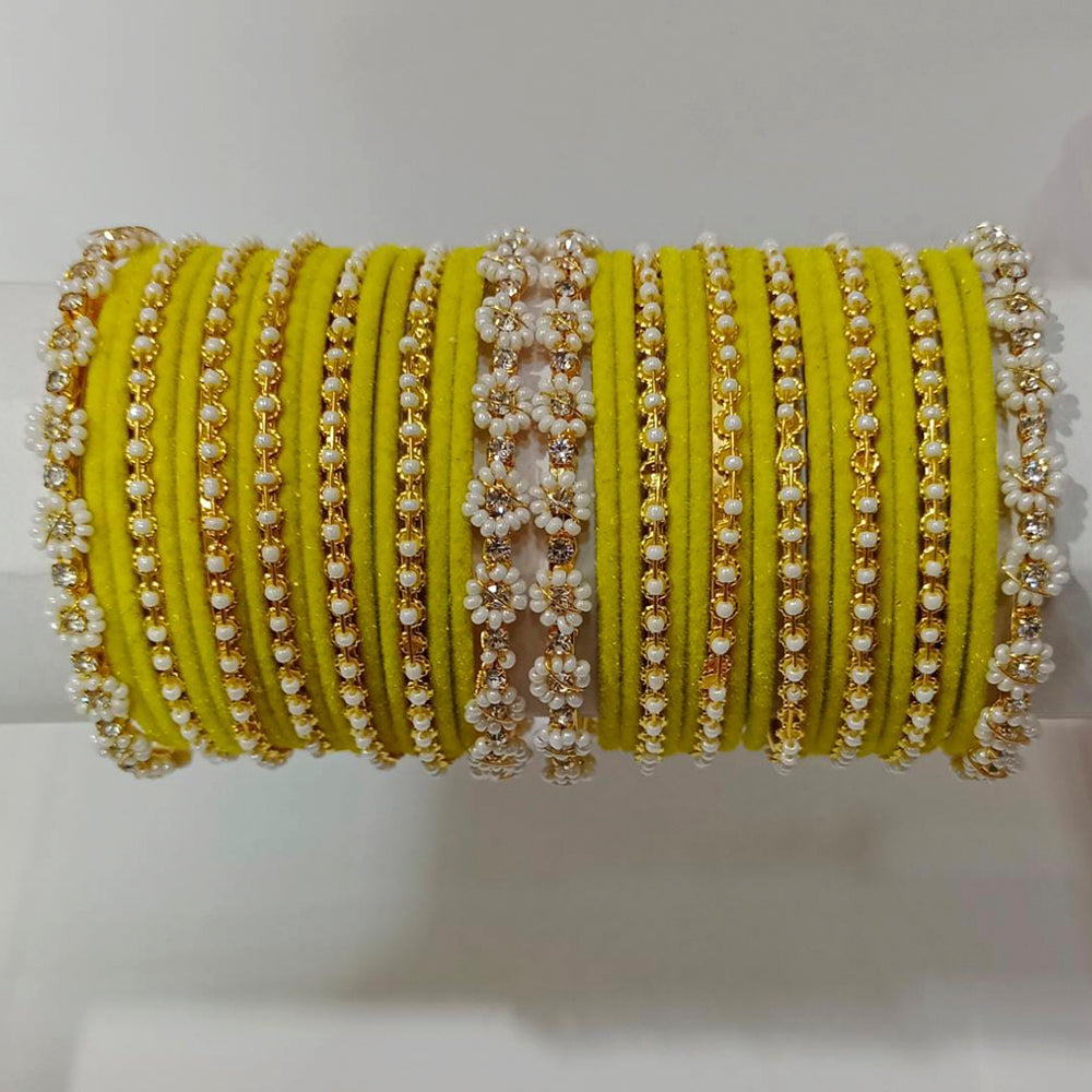 Pooja Bangles Gold Plated Pearl & Thread Bangles