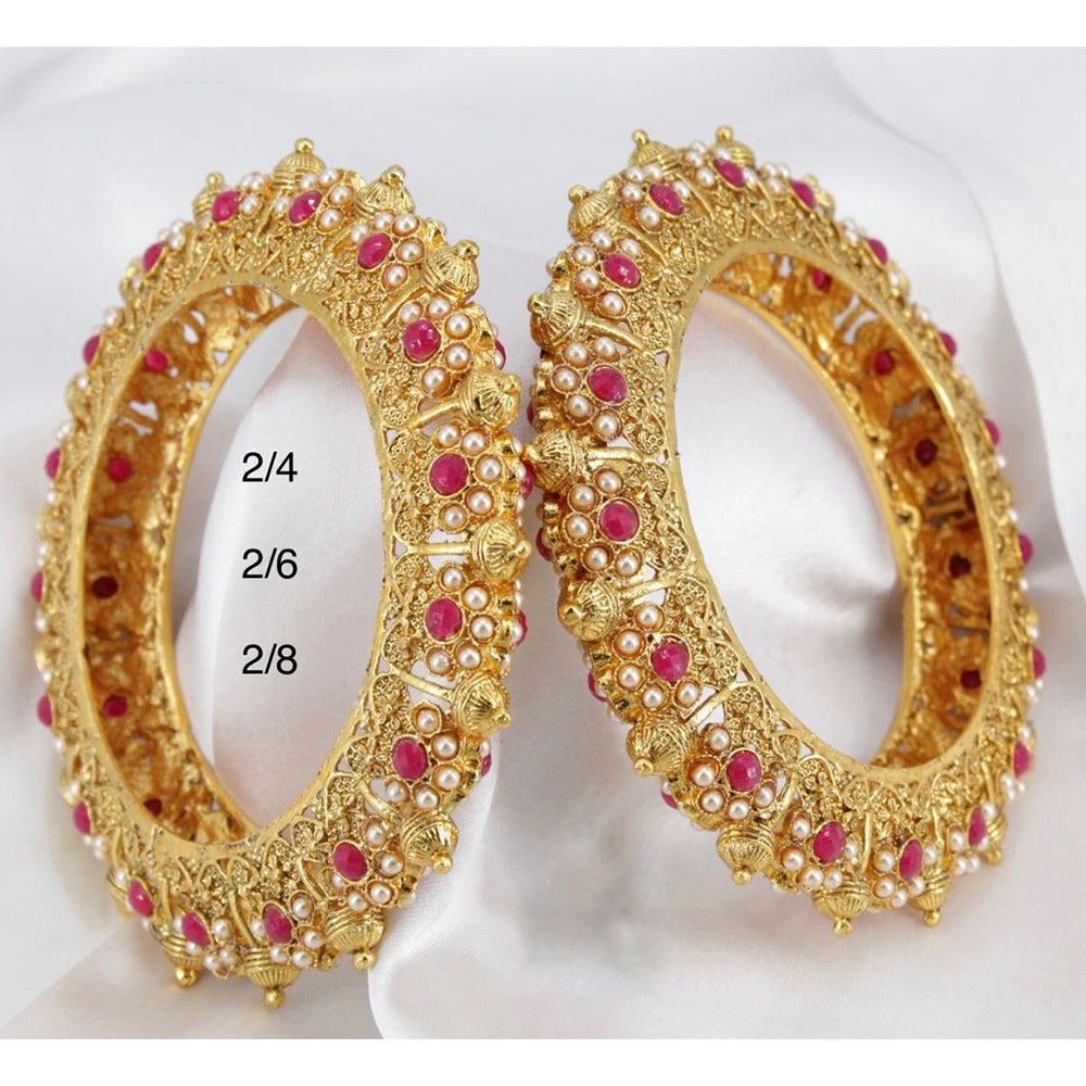 Pooja Bangles Gold Plated Pota Stone Bangles Set