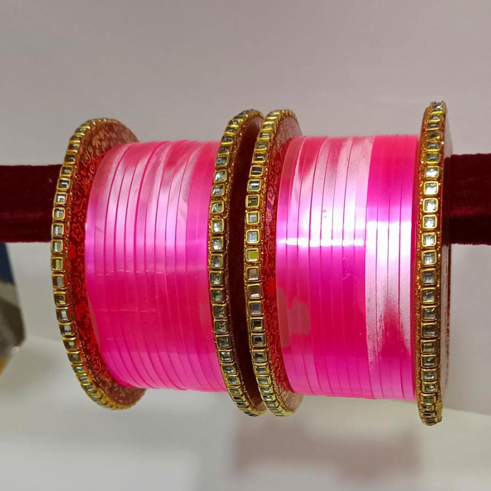 Pooja Bangles Gold Plated Kundan Stone Acrylic Bangles