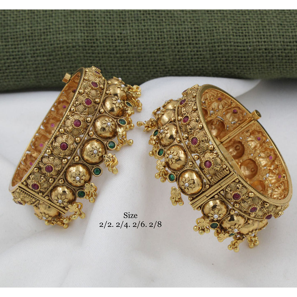 Pooja Bangles Gold Plated Pota Stone Bangles Set – JewelEMarket