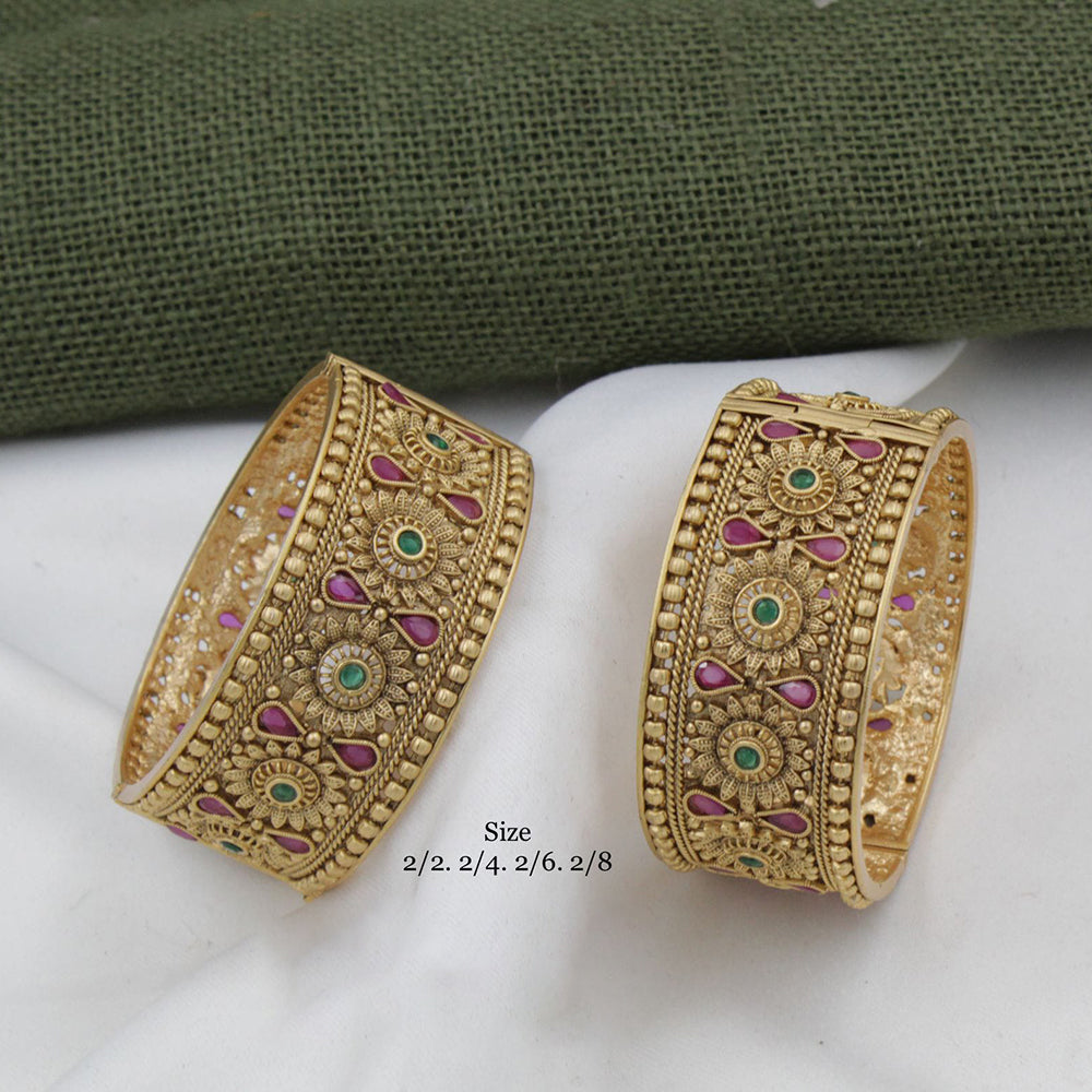 Pooja Bangles Gold Plated Pota Stone Bangles Set