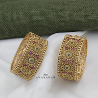 Pooja Bangles Gold Plated Pota Stone Bangles Set