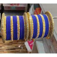 Pooja Bangles Gold Plated Kundan Stone & Thread Bangles