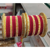 Pooja Bangles Gold Plated Kundan Stone & Thread Bangles