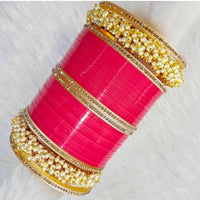 Pooja Bangles Gold Plated Pearl Acrylic Bangles