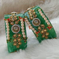 Pooja Bangles Pearl & Kundan Stone Acrylic Bangles