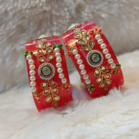 Pooja Bangles Pearl & Kundan Stone Acrylic Bangles