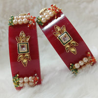 Pooja Bangles Pearl & Kundan Stone Acrylic Bangles