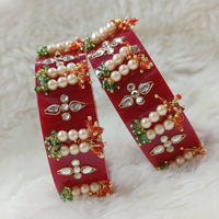 Pooja Bangles Pearl & Kundan Stone Acrylic Bangles