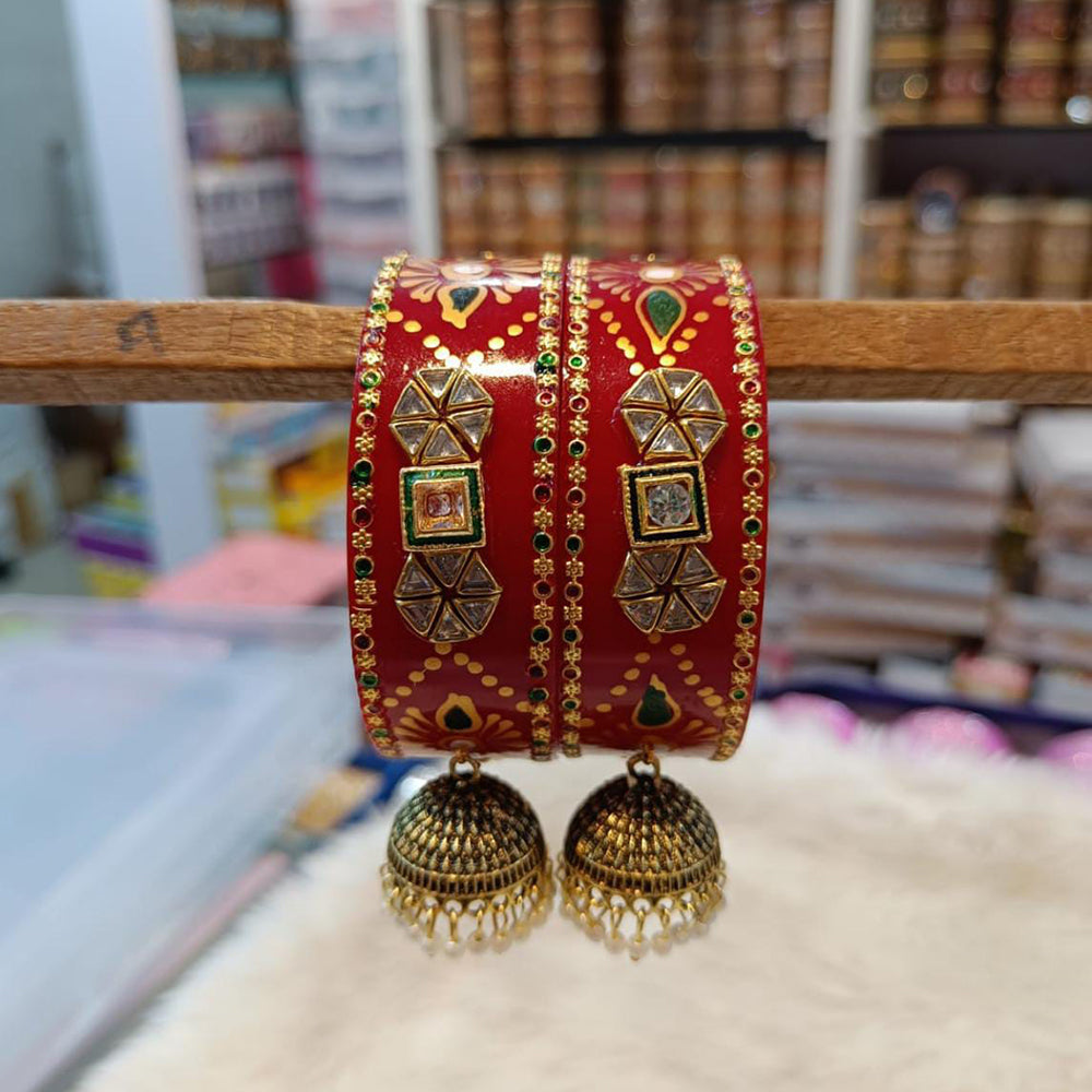 Pooja Bangles Kundan Stone Acrylic Bangles