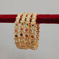 Pooja Bangles Gold Plated Austrian Stone & Mirror Bangles Set