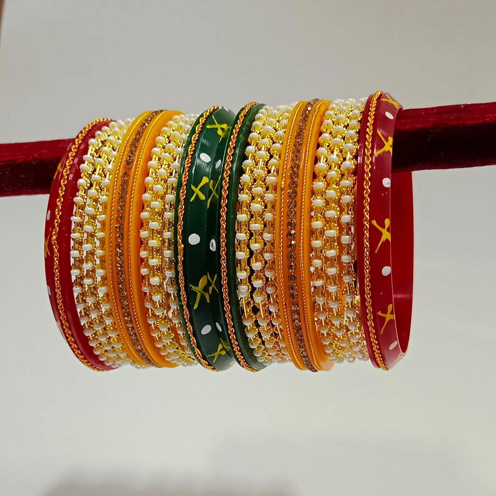 Pooja Bangles Multi  Acrylic & Pearl Bangles