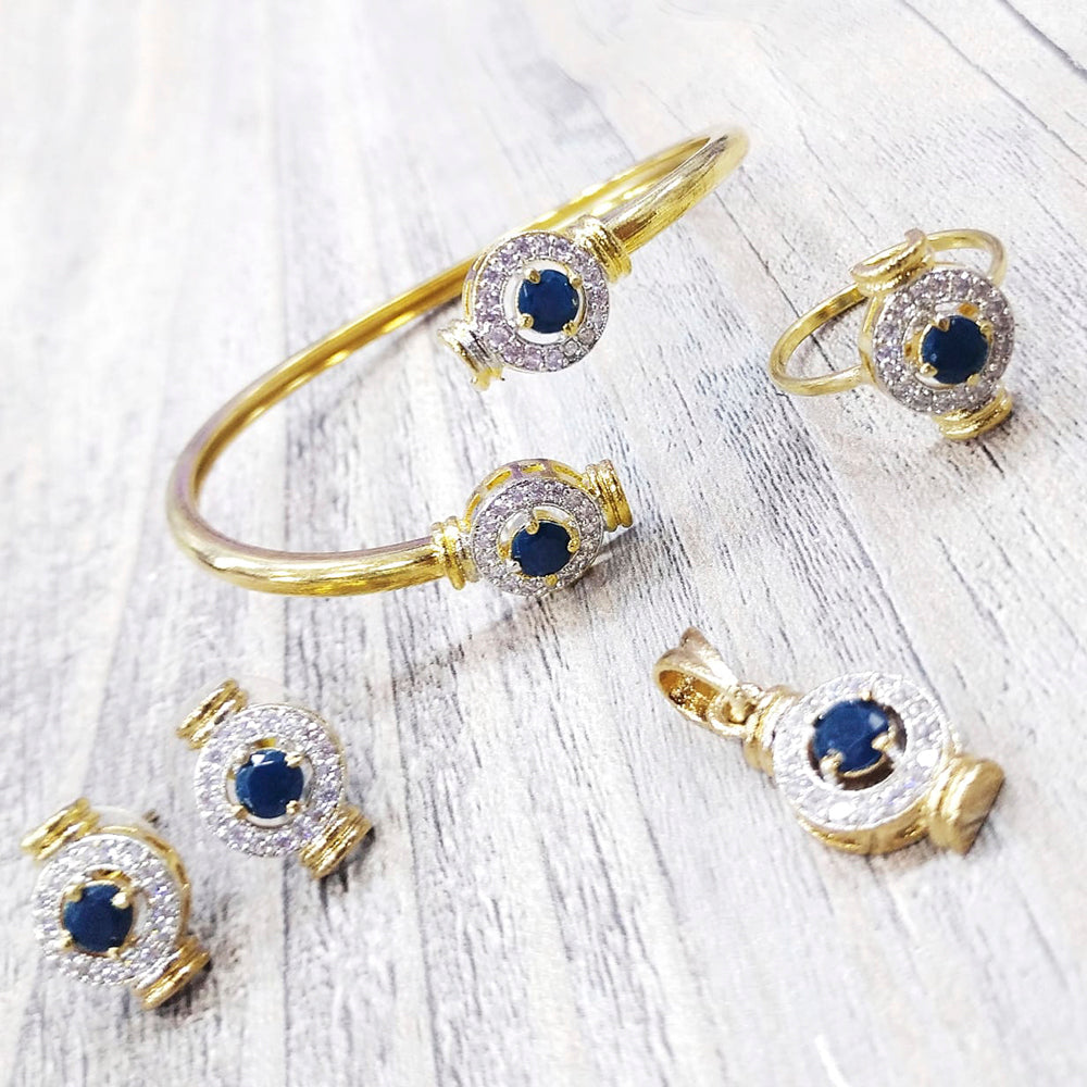 Pooja Bangles Gold Plated Ad Stone Jewellery Combo