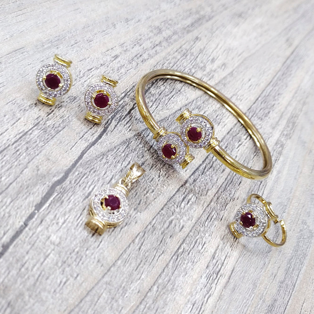 Pooja Bangles Gold Plated Ad Stone Jewellery Combo