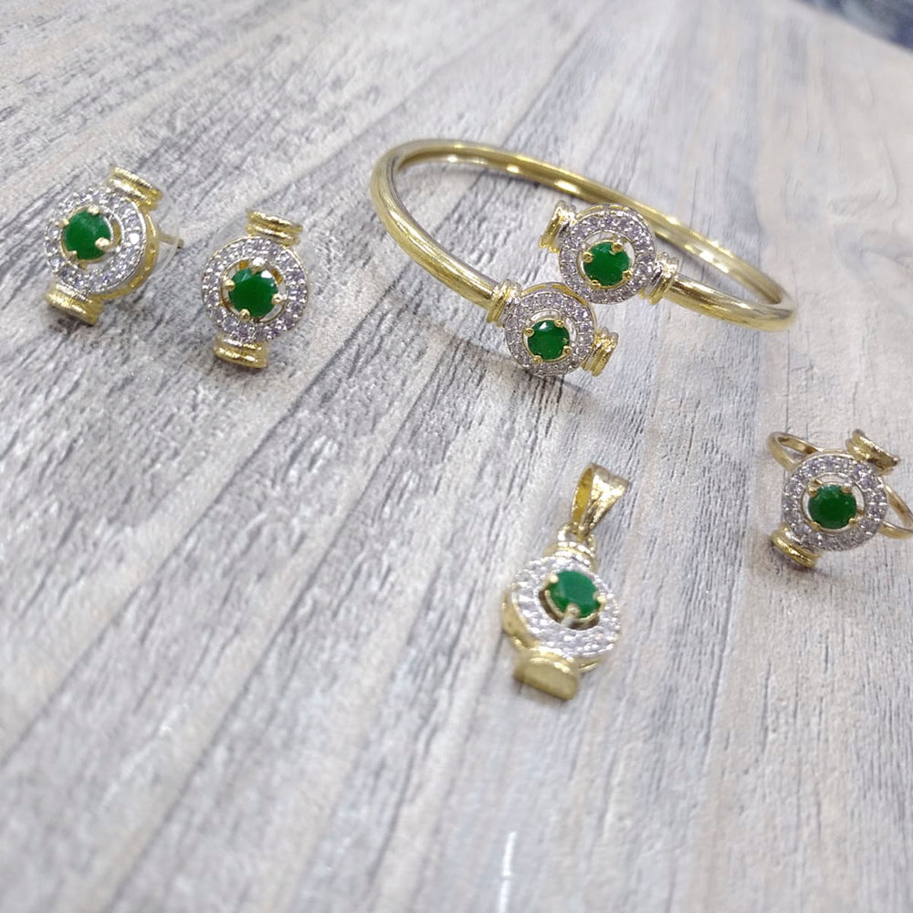 Pooja Bangles Gold Plated Ad Stone Jewellery Combo