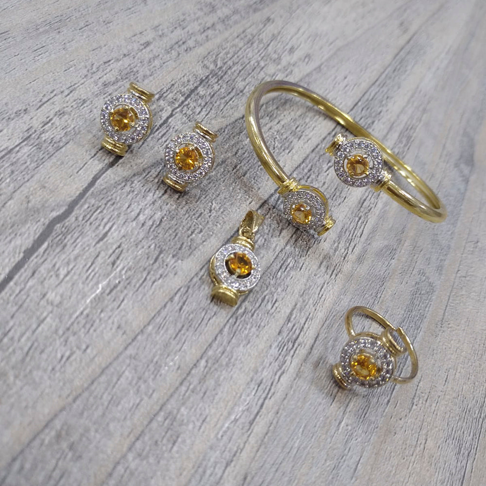 Pooja Bangles Gold Plated Ad Stone Jewellery Combo