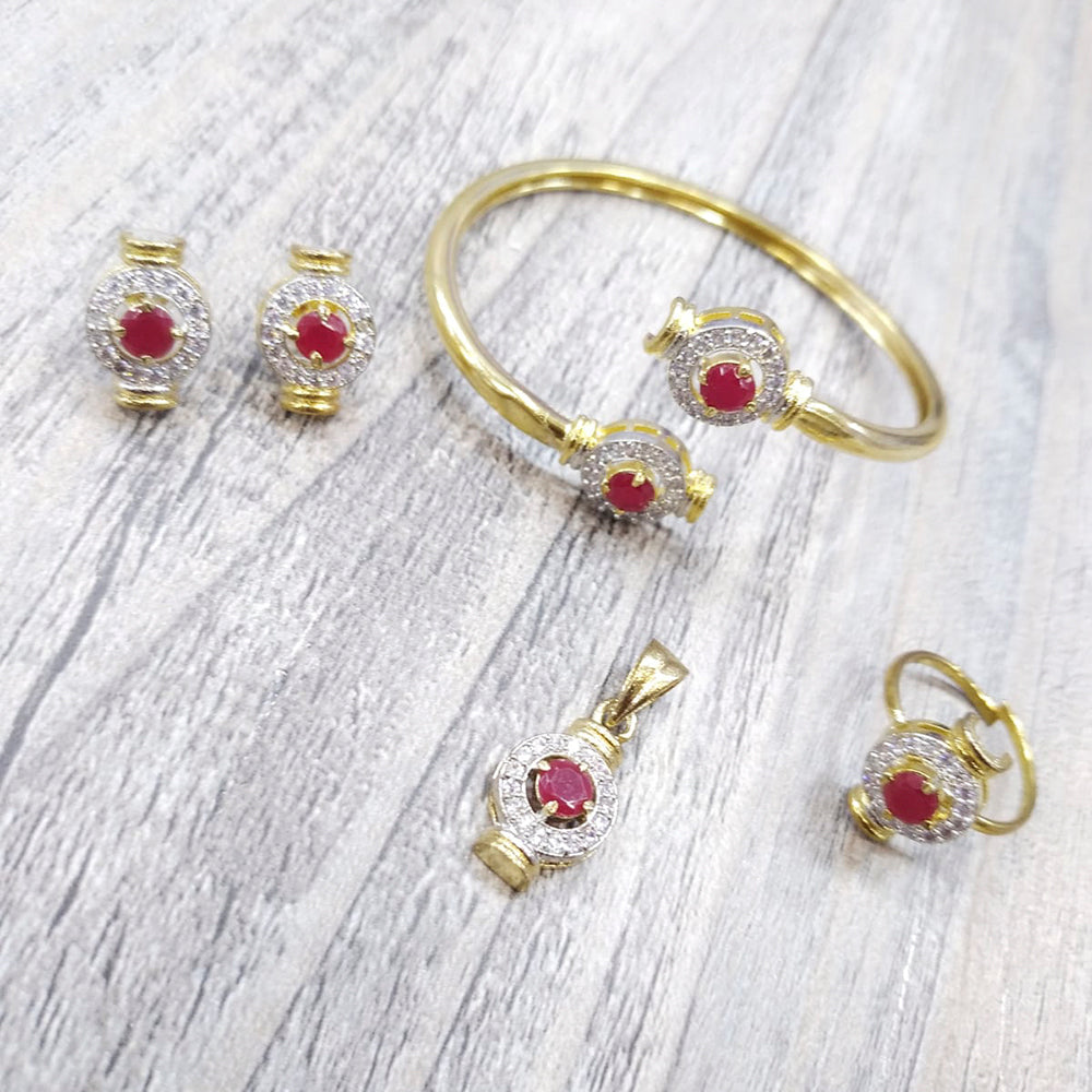 Pooja Bangles Gold Plated Ad Stone Jewellery Combo