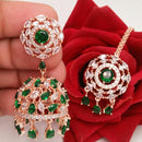 Pooja Bangles American Diamond Jhumki  Earrings With Maang Tikka