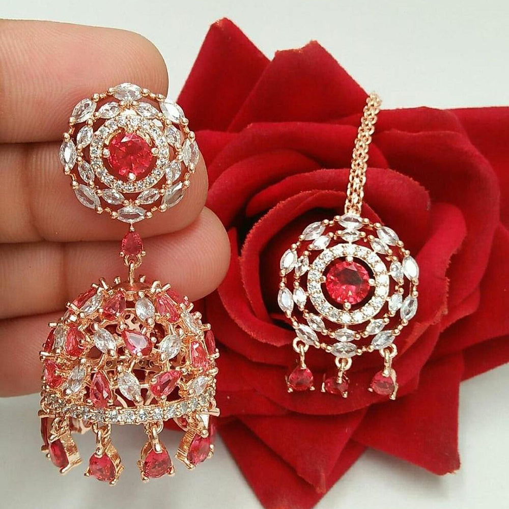 Pooja Bangles American Diamond Jhumki  Earrings With Maang Tikka