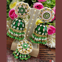 Pooja Bangles Kundan Stone & Meenakari Dangler Earrings With Maang Tikka