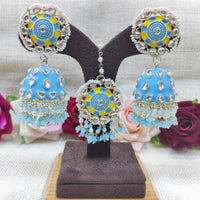 Pooja Bangles Kundan Stone & Meenakari Dangler Earrings With Maang Tikka