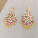 Pooja Bangles Gold Plated Beads & Meenakari Dangler Earrings