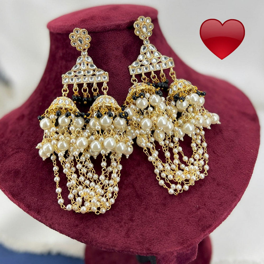 Pooja Bangles Gold Plated Kundan Stone & Beads Dangler Earrings