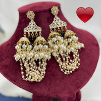 Pooja Bangles Gold Plated Kundan Stone & Beads Dangler Earrings