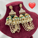 Pooja Bangles Gold Plated Kundan Stone & Beads Dangler Earrings