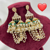 Pooja Bangles Gold Plated Kundan Stone & Beads Dangler Earrings