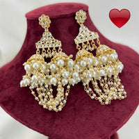 Pooja Bangles Gold Plated Kundan Stone & Beads Dangler Earrings