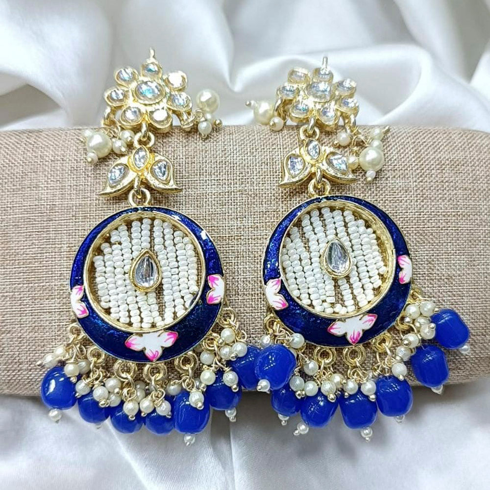 Pooja Bangles Gold Plated Kundan Stone & Meenakari Dangler Earrings