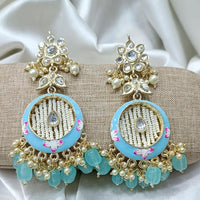 Pooja Bangles Gold Plated Kundan Stone & Meenakari Dangler Earrings