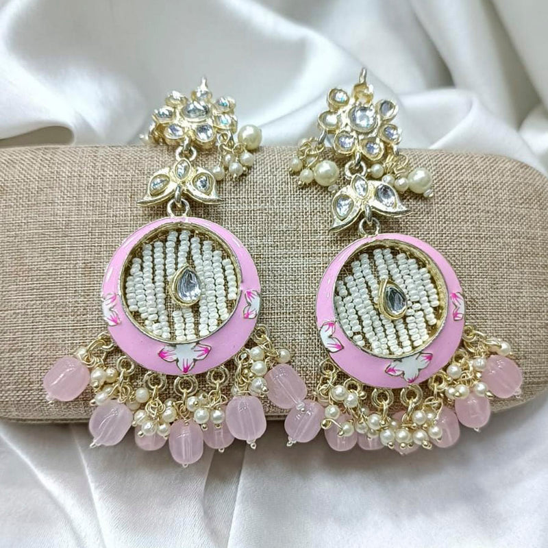 Pooja Bangles Gold Plated Kundan Stone & Meenakari Dangler Earrings