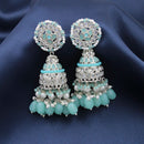 Pooja Bangles Silver Plated Kundan Stone & Beads Jhumki Earrings
