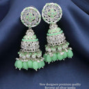 Pooja Bangles Silver Plated Kundan Stone & Beads Jhumki Earrings
