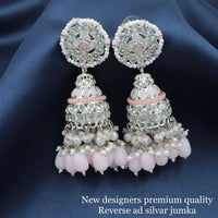 Pooja Bangles Silver Plated Kundan Stone & Beads Jhumki Earrings