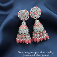 Pooja Bangles Silver Plated Kundan Stone & Beads Jhumki Earrings