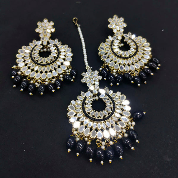 Pooja Bangles Mirror & Beads Dangler Earrings With Maang Tikka