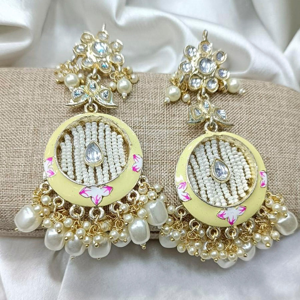 Pooja Bangles Gold Plated Kundan Stone & Beads Dangler Earrings
