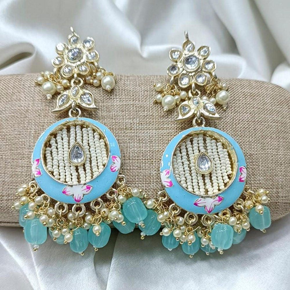 Pooja Bangles Gold Plated Kundan Stone & Beads Dangler Earrings