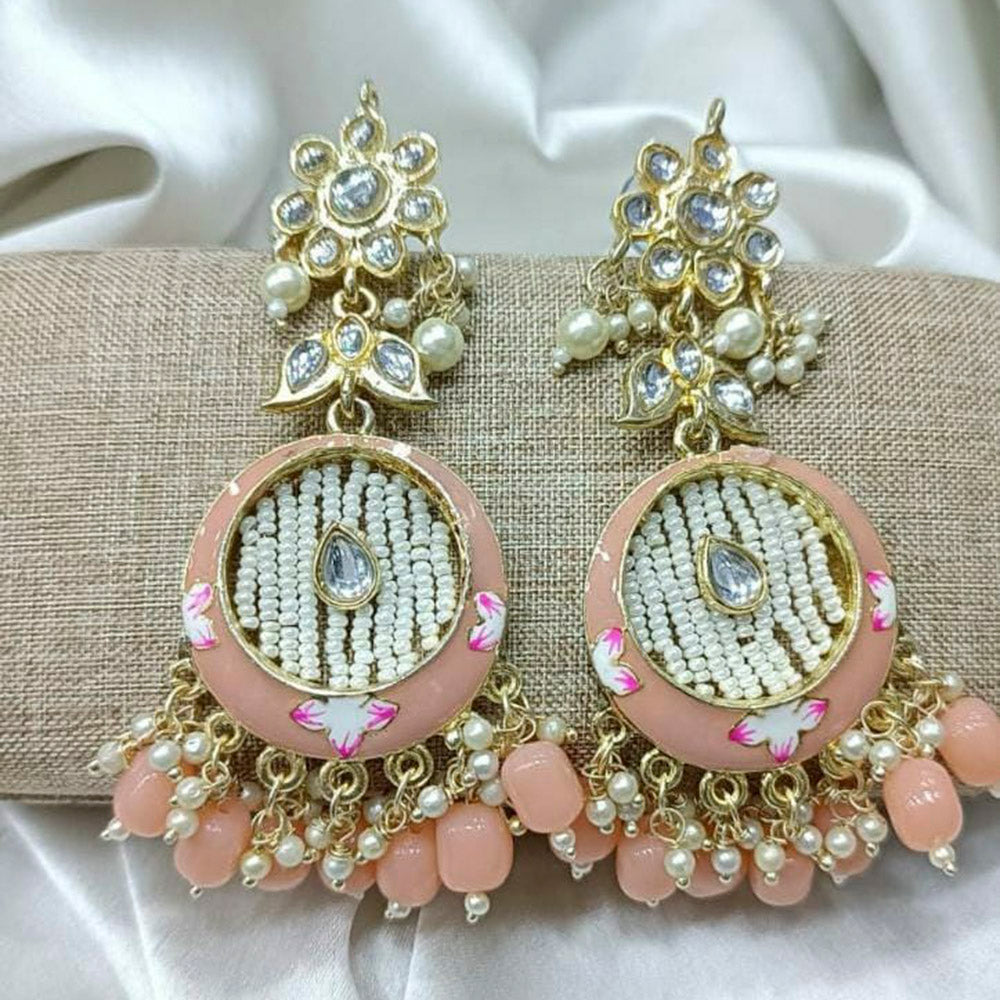 Pooja Bangles Gold Plated Kundan Stone & Beads Dangler Earrings