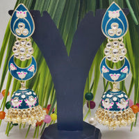 Pooja Bangles Gold Plated Kundan Stone & Meenakari Jhumkis Earrings