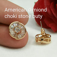 Pooja Bangles Gold Plated AD Stone Stud Earrings