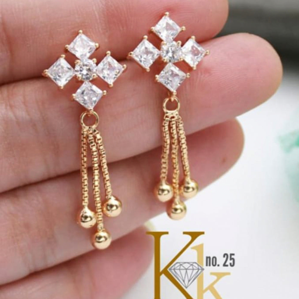 Pooja Bangles Gold Plated AD Stone Dangler Earrings