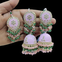 Pooja Bangles Kundan Stone & Meenakari  Jhumki Earrings With Maang Tikka
