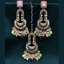 Pooja Bangles Pota Stone & Mirror Dangler Earrings With Maang Tikka