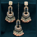 Pooja Bangles Pota Stone & Mirror Dangler Earrings With Maang Tikka
