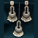 Pooja Bangles Pota Stone & Mirror Dangler Earrings With Maang Tikka